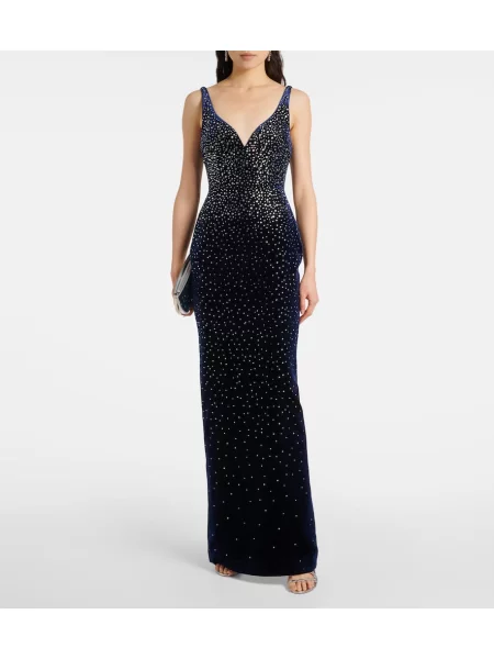 Rochie Alex Perry de catifea de cristal albastru