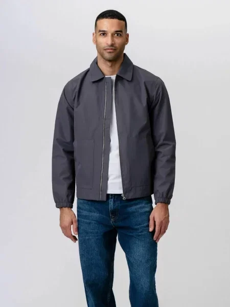 TEESHOPPEN Geacă de primăvară-toamnă Short Zip gri