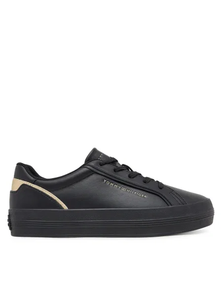 Кожени маратонки Tommy Hilfiger VULC FOXING SNEAKER черно