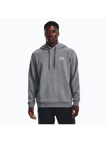 Кофта Under Armour Essential Fleece Hoodie pitch gray medium heather/white білий