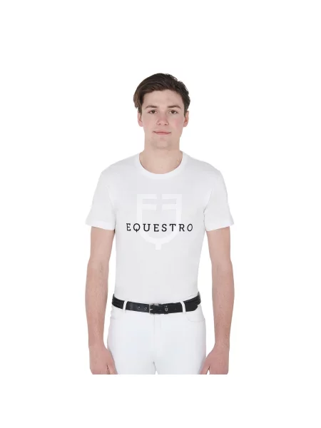 T-shirt slim z logo Equestro biała