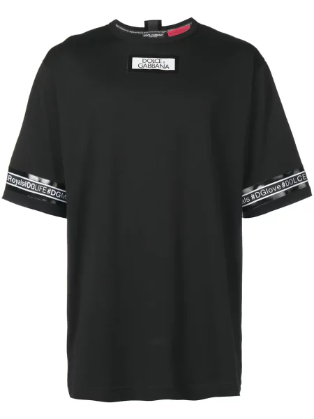 Tricou Dolce & Gabbana cu dungi cu autograf negru