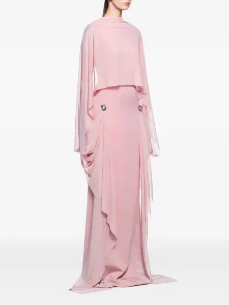 Maksi udrapować sukienka maxi Chats By C.dam garniturowa różowa