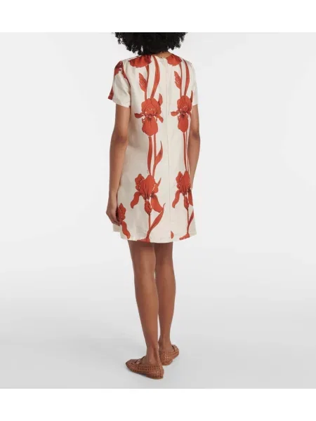 Rochie La Doublej de mătase cu model floral alb