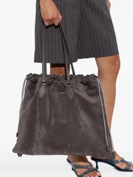 Τσάντα shopper Jimmy Choo σουέτ με κορδόνι γκρι