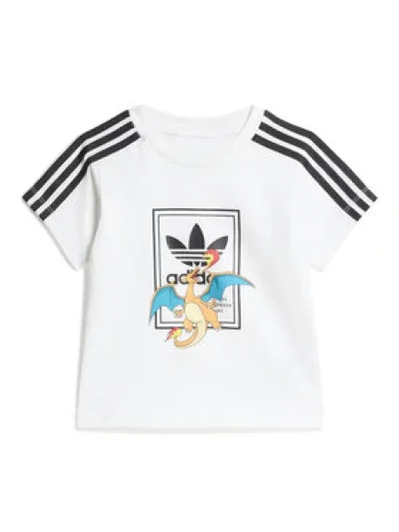 Adidas Rinkinys: marškinėliai ir sportinės kelnės Pokemon Spalvota balta
