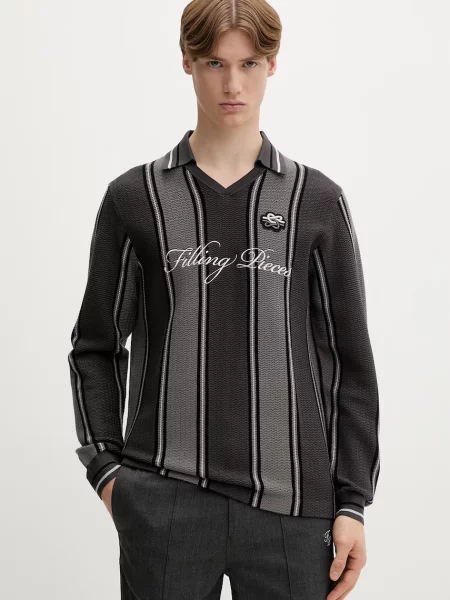 Filling Pieces pulover za muškarce s viskozom Knit Football Jersey siva