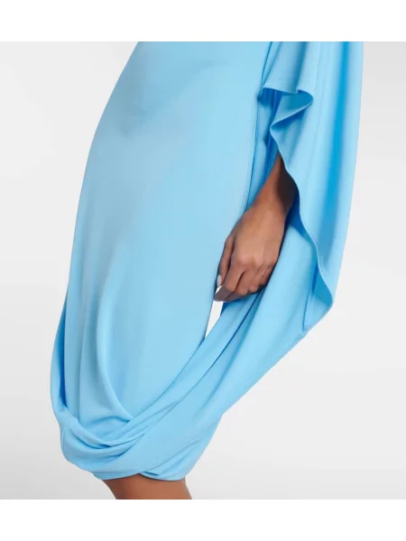 Rochie midi Stella Mccartney din jerseu drapată până la genunchi albastru