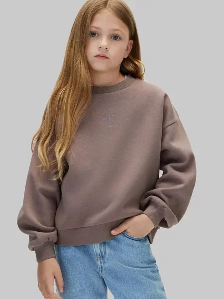 Calvin Klein Jeans hanorac pentru copii cu maro