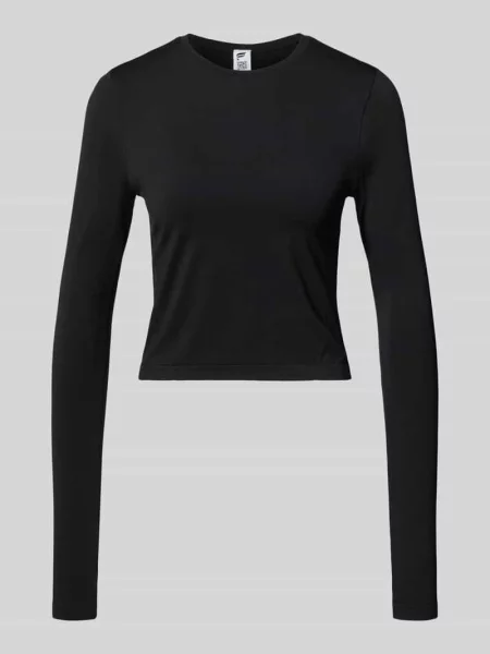 Bluzka o kroju slim fit z długim rękawem i okrągłym dekoltem model ‘Feather’ Fabletics czarna
