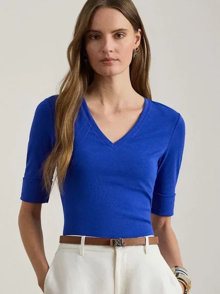 Тениска Lauren Ralph Lauren синьо