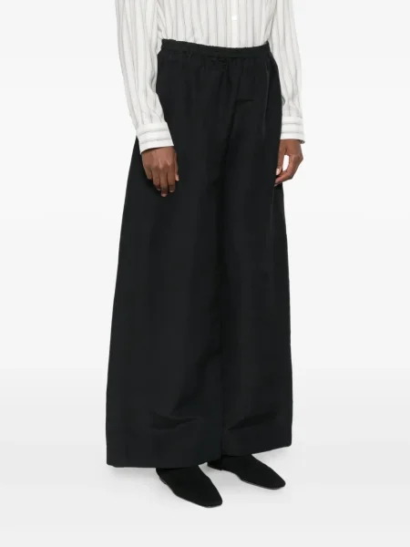 Pantaloni The Row de mătase negru