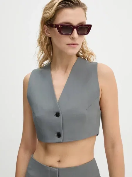 Nanushka kamizelka SUREE jednorzędowa szary