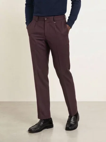 Paul Oblekové Kalhoty Střih Slim Fit vineyard