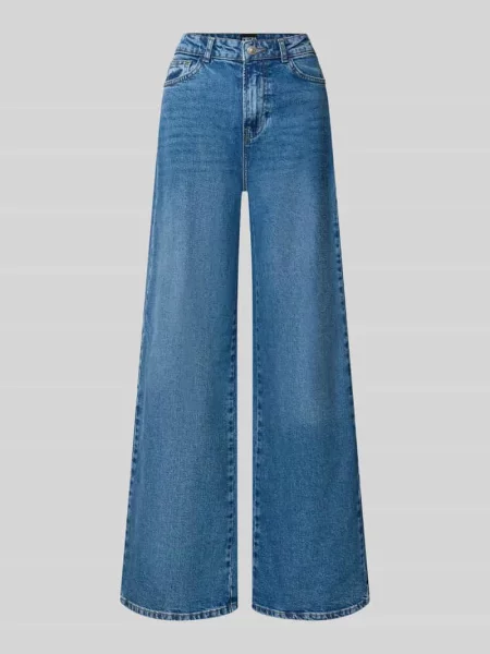 Jeansy o kroju wide fit z mieszanki bawełny model SELMA' Pieces niebieskie