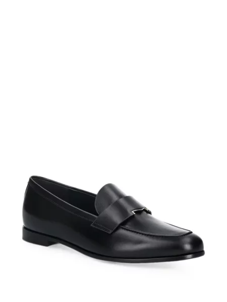 Pantofi loafer Max Mara din piele cu autograf negru