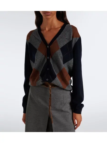 Cardigan Prada din cașmir cu model argyle
