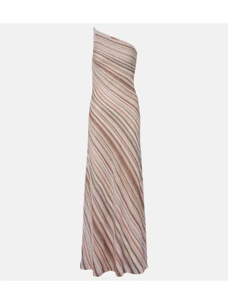 Rochie maxi Missoni cu un umăr gol roz