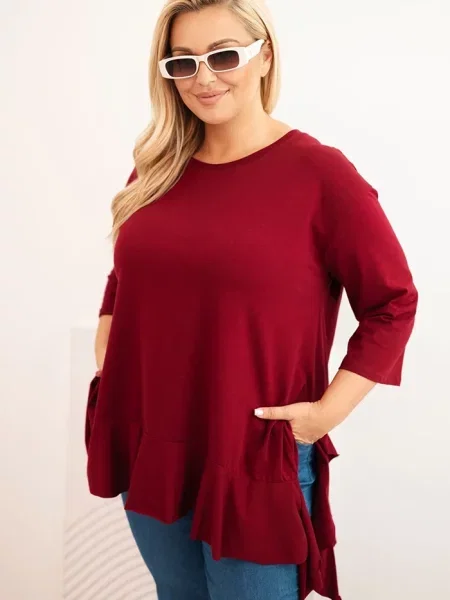 Bluza Kesi Włoski z volani rdeča
