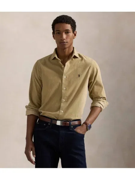 POLO RALPH LAUREN De catifea reiată cămașă bej