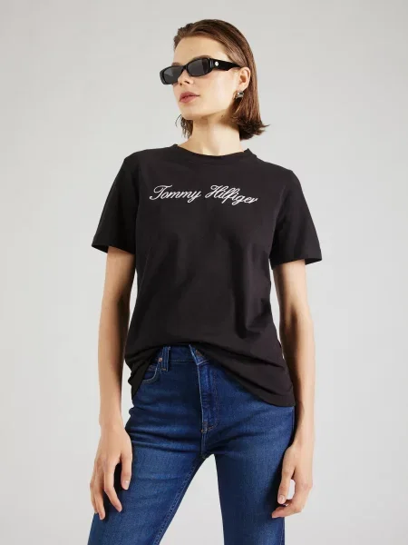 TOMMY HILFIGER Tricou negru alb