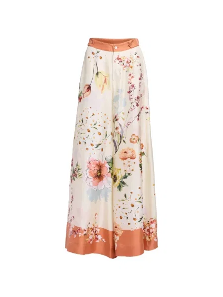 Pantaloni Elie Saab de mătase cu model floral cu imagine