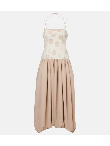 Rochie midi Simkhai cu buline până la genunchi de costum bej