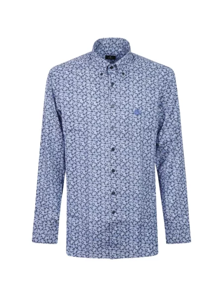 Cămașă Etro cu broderie cu model paisley albastru