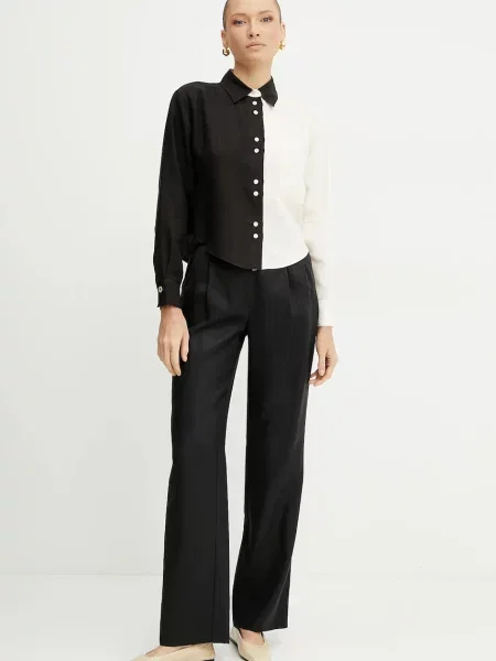 Сорочка з льону Forte Forte relaxed класичний комір my shirt чорний