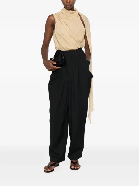 Pantaloni Balmain drapate negru