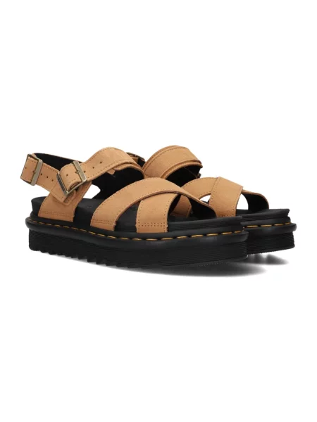 Dr. Martens sandały zamszowe Voss II Sandal brązowy na platformie beżowe