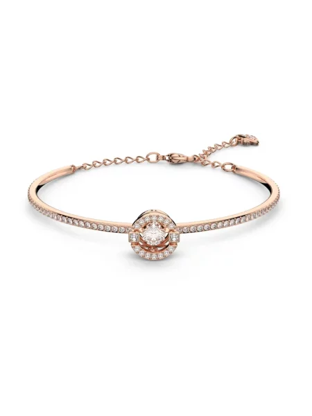 Lniana bransoletka Swarovski różowa