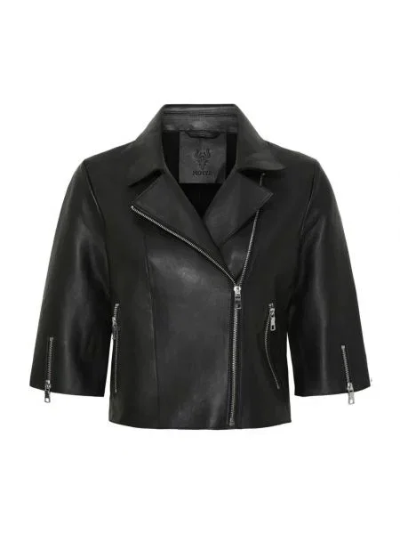 Krótka kurtka skórzana Notyz czarna