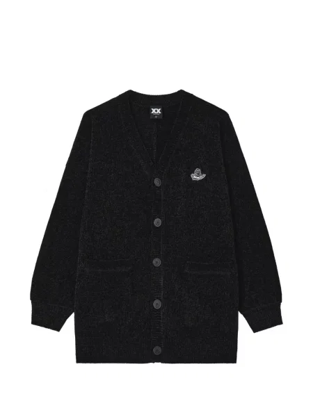 Cardigan Fingercroxx cu decolteu în V cu autograf negru