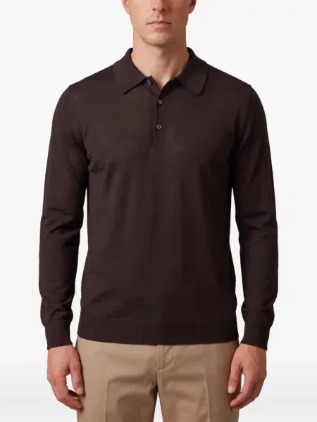 Lung tricou polo John Smedley maro