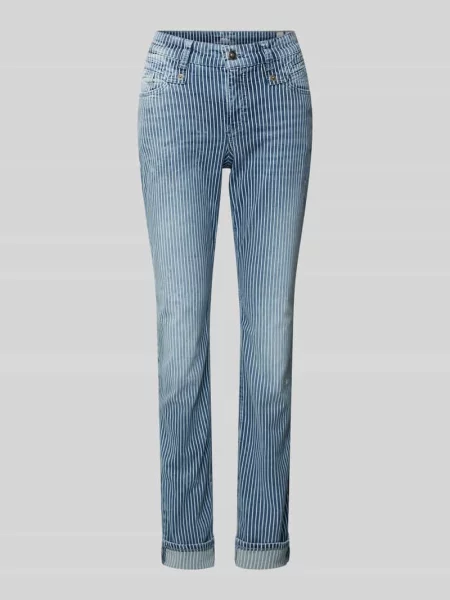 Jeansy o kroju slim fit z wpuszczanymi Mac