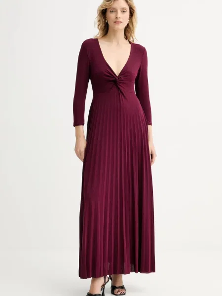 Answear.LAB sukienka maxi rozkloszowana bordowy