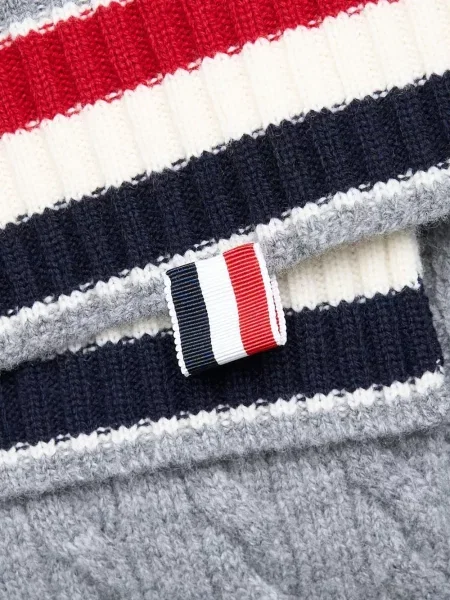 Fular Thom Browne tricotate gri
