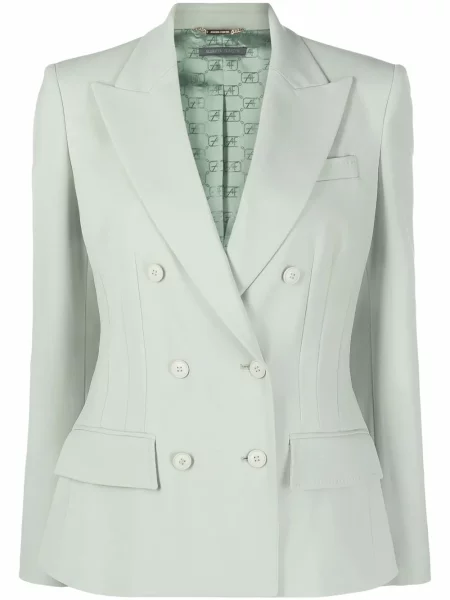 Sacou Alberta Ferretti cu două rânduri de nasturi verde