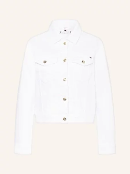 Kurtka dżinsowa o kroju slim fit z mieszanki bawełny Tommy Hilfiger biała
