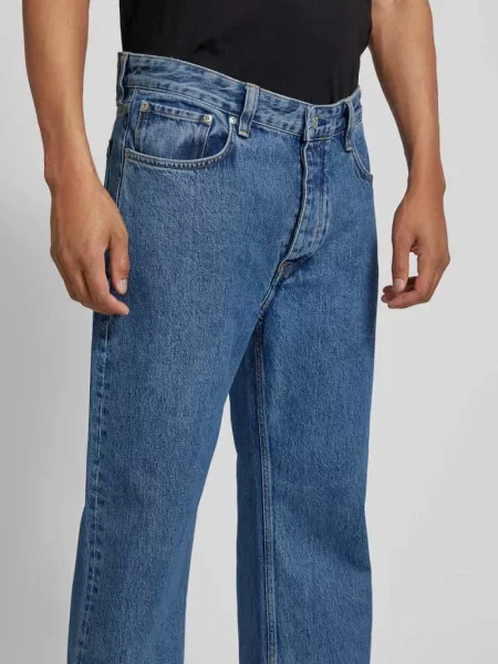 Jeansy o kroju straight fit z czystej Won Hundred niebieskie