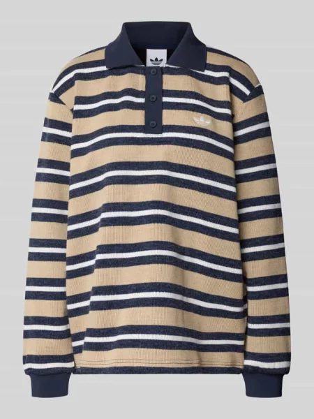 Top Adidas w paski z logo beżowy