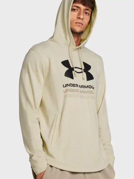 Махровая спортивная кофта Under Armour с капюшоном бежевая