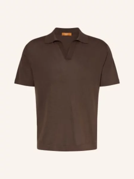 Cruna Pletené Polo Tričko tmavě hnědá