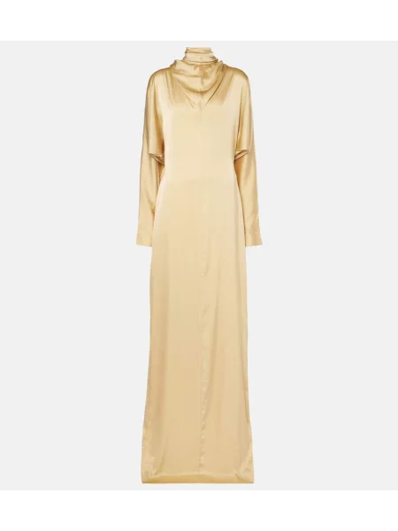 Rochie maxi Tove de mătase de costum auriu