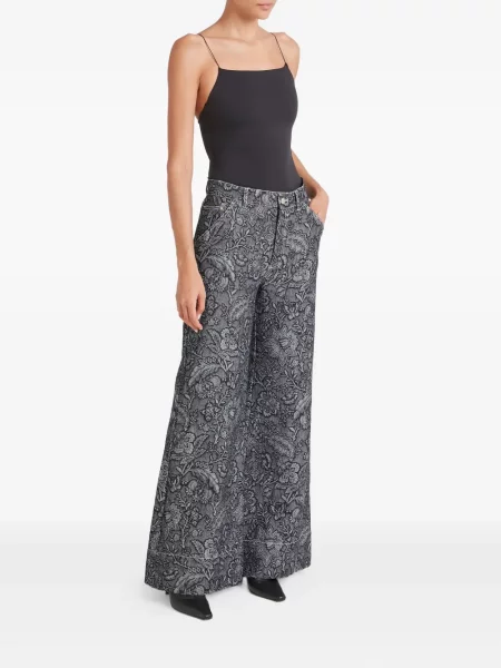 Blugi Temperley London cu model floral cu imagine din jacard negru