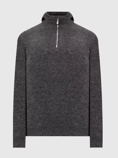 Свитер Brunello Cucinelli из альпаки с капюшоном серый
