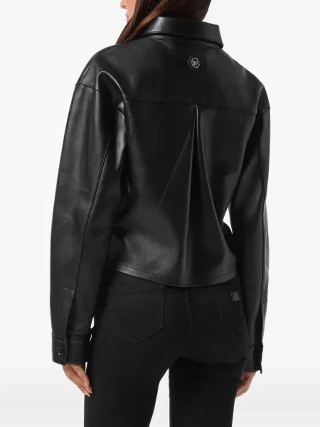 Cropp cămașă Philipp Plein din piele negru