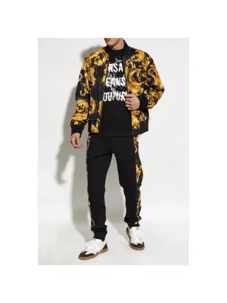 Kurtka jeansowa Versace Jeans Couture z nadrukiem dwustronna czarna