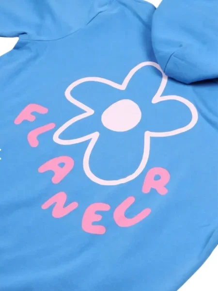 Hanorac cu glugă Flâneur cu model floral cu imagine albastru
